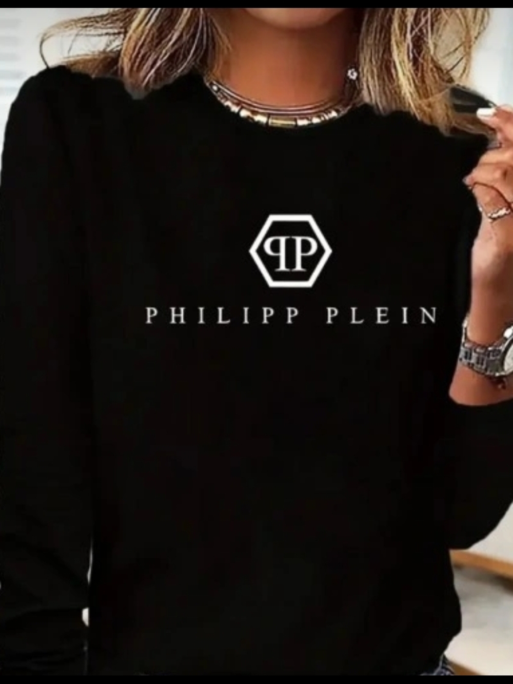 Philipp Plein Black T shirt with White Logo Unisex Men's Small Women's Medium.